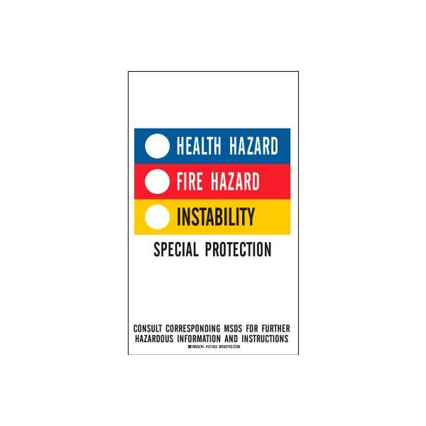 Brady Brady Hazardous Materials Identification Guide Color Bar Labels, 10/PKG, 3inW x 5inH 121453 - main